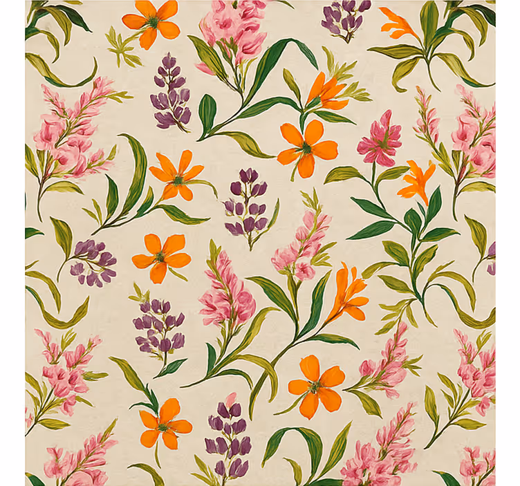 Cortina roller living comedor exuberante patrón floral - TenVinilo