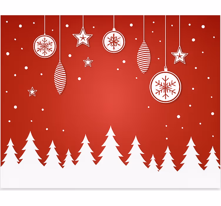 Cortina roller living comedor árboles de navidad rojos - TenVinilo