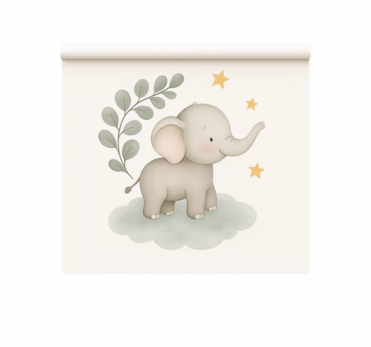 Cortina roller nórdico elefante bebé nubes personalizable - TenVinilo