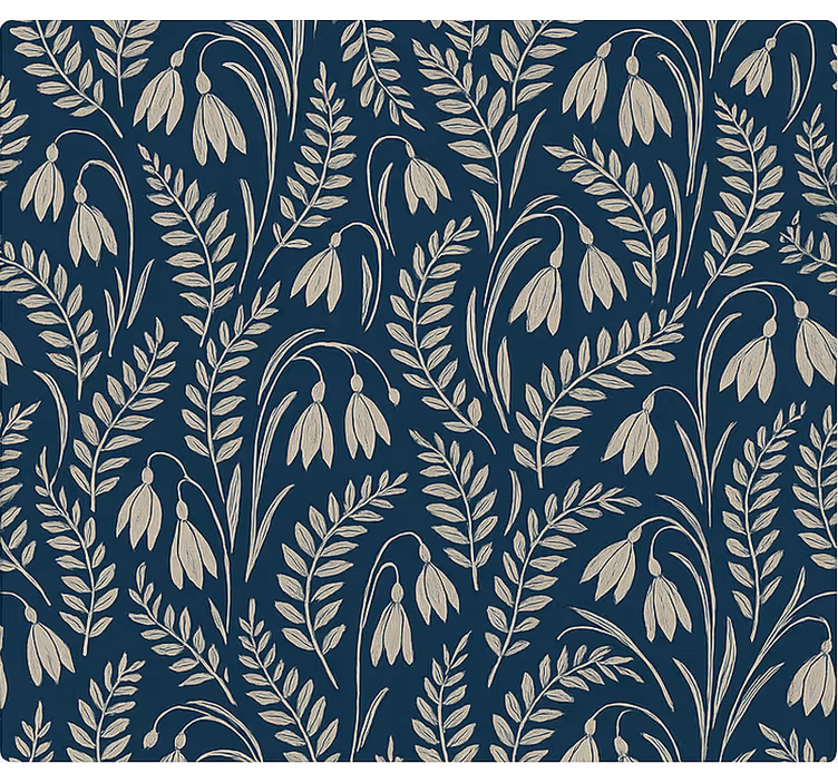 Cortina roller nórdico flores de campanilla beige navy - TenVinilo