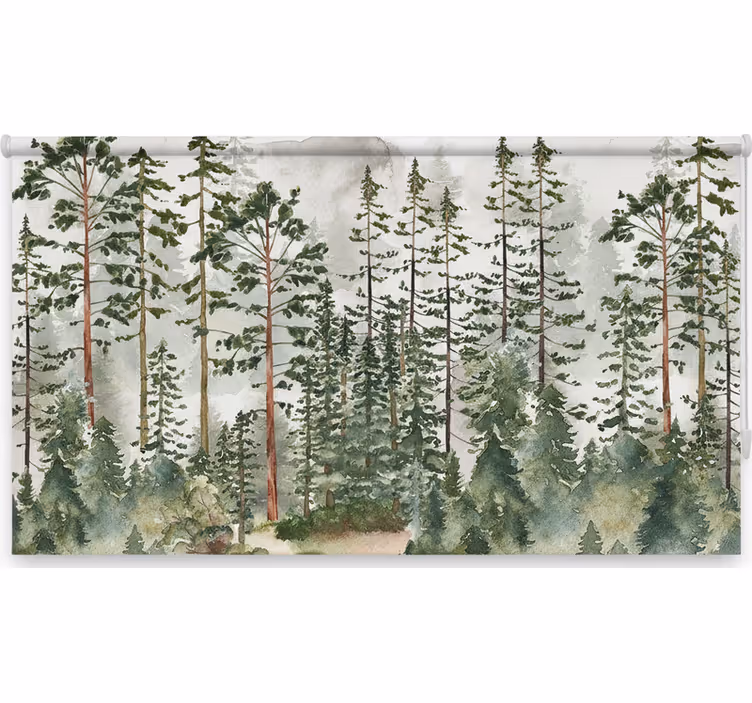 Cortina roller árboles decoración de guardería woodland - TenVinilo