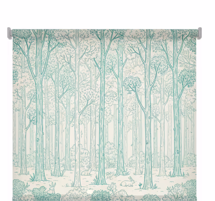 Cortina roller árboles bosque en menta - TenVinilo