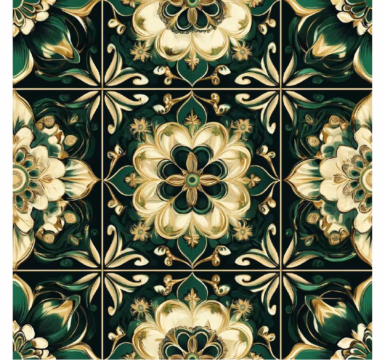 Cortina roller cocina azulejos mosaico botánico - TenVinilo