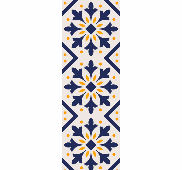Cortina roller cocina azul con azulejo amarillo vibrante - TenVinilo