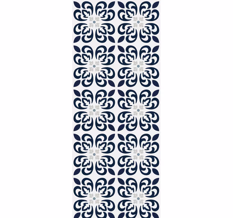 Cortina roller cocina azulejo portugués trébol azul oscuro - TenVinilo