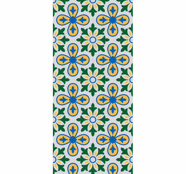 Cortina roller cocina azulejo portugués azul y amarillo - TenVinilo
