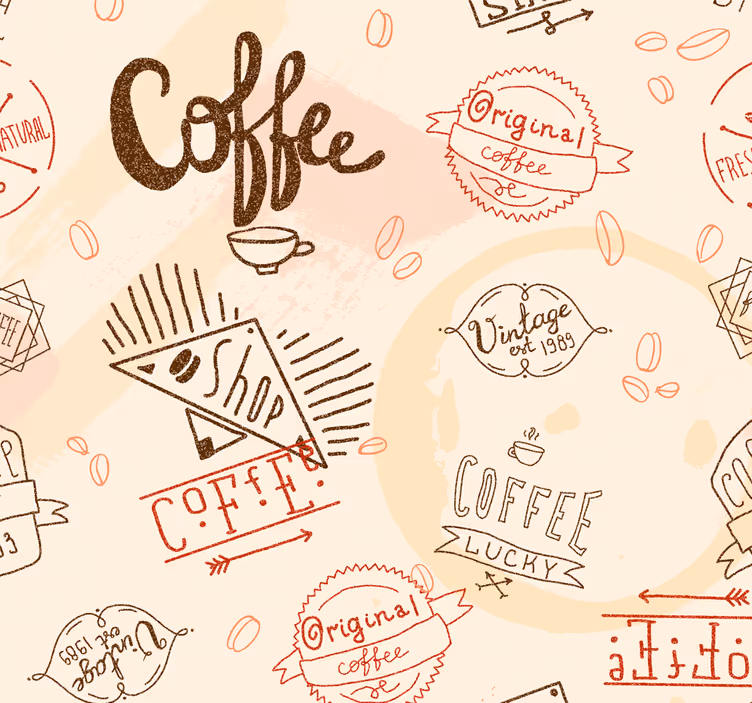 Cortina roller cocina íconos de café - TenVinilo