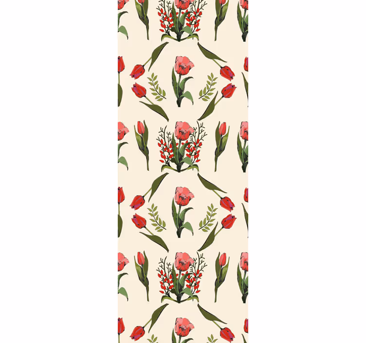 Estor enrollable comedor primavera con tulipanes rojos - TenVinilo