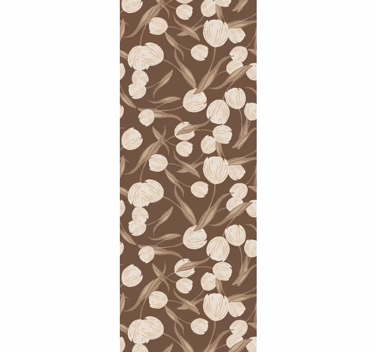 Estor enrollable comedor patrón tulipanes beige elegante - TenVinilo