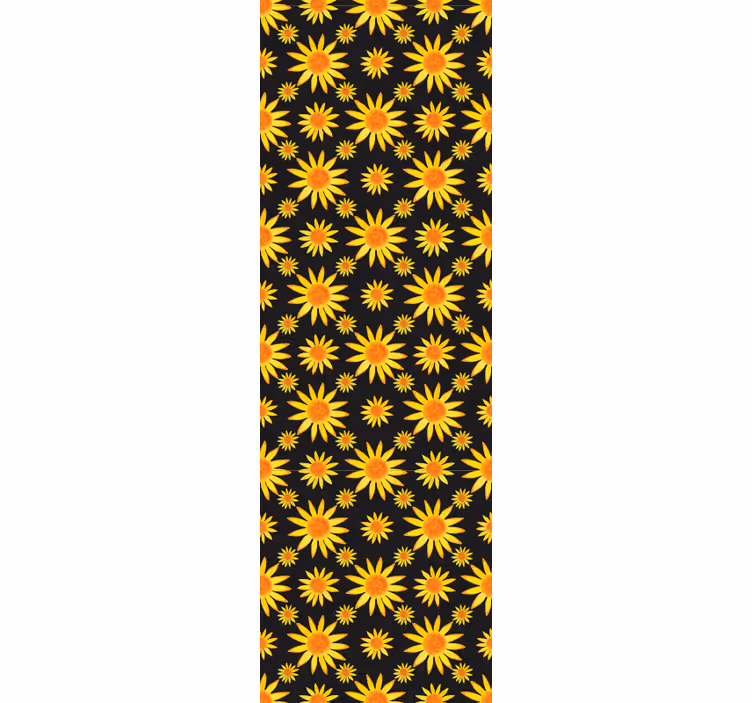 Estor enrollable comedor girasoles sobre fondo negro - TenVinilo