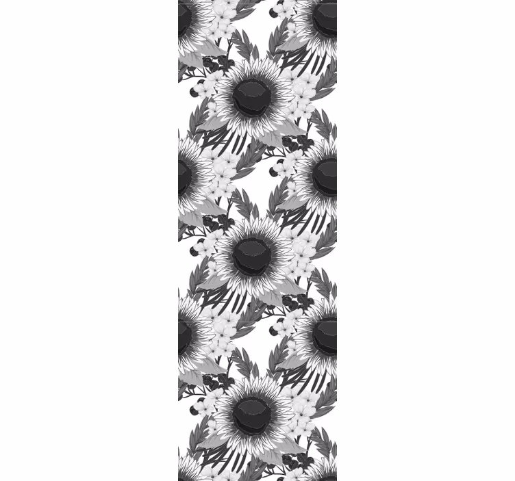 Estor enrollable comedor girasoles en blanco y negro - TenVinilo