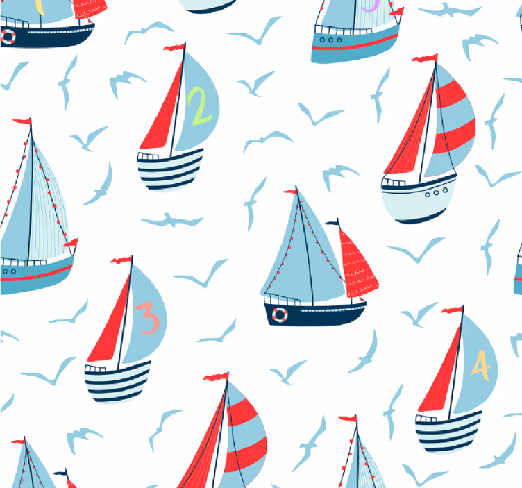 Cortina roller infantil barcos y pájaros - TenVinilo