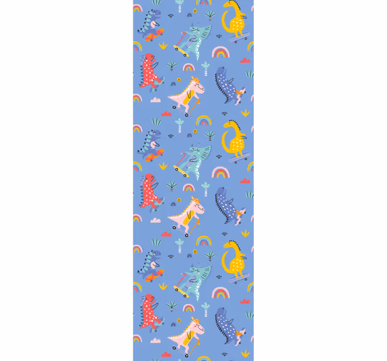 Cortina roller infantil dinosaurios patinadores adorables - TenVinilo
