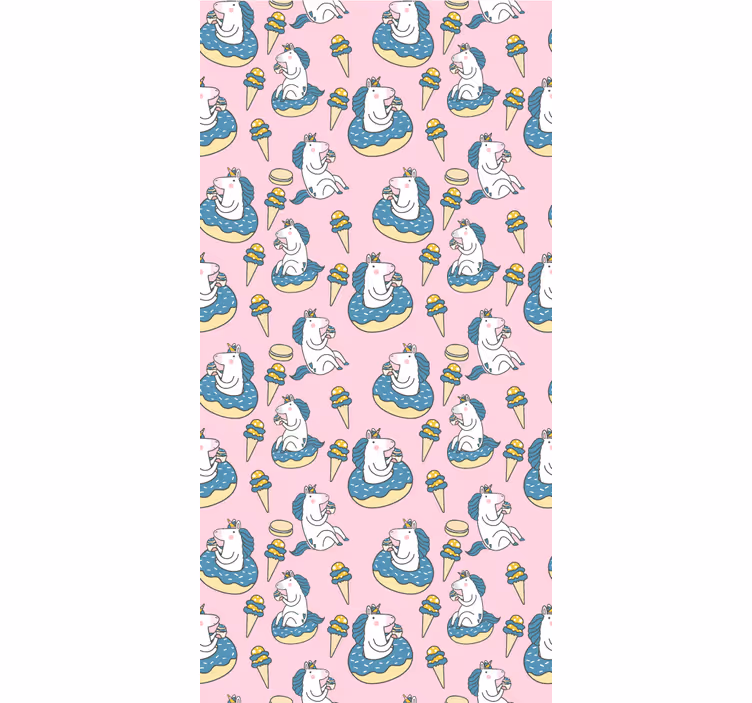 Cortina roller infantil unicornios y conos de helado rosa - TenVinilo