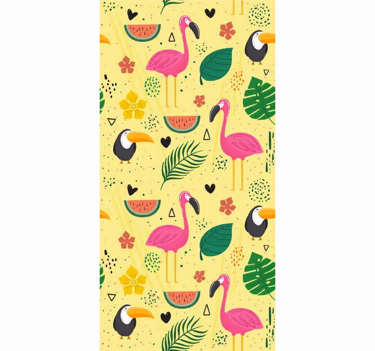 Cortina roller infantil animales lindos con plantas - TenVinilo