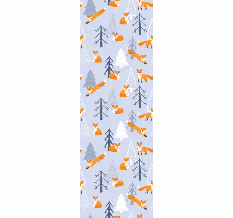 Cortina roller infantil diseño de zorros en invierno - TenVinilo