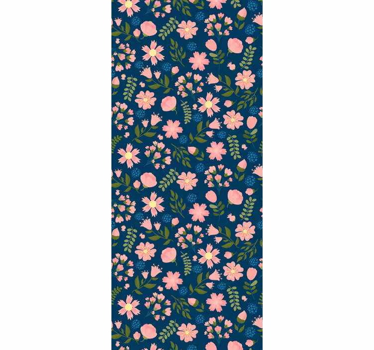 Cortina roller oficina estampado floral azul - TenVinilo