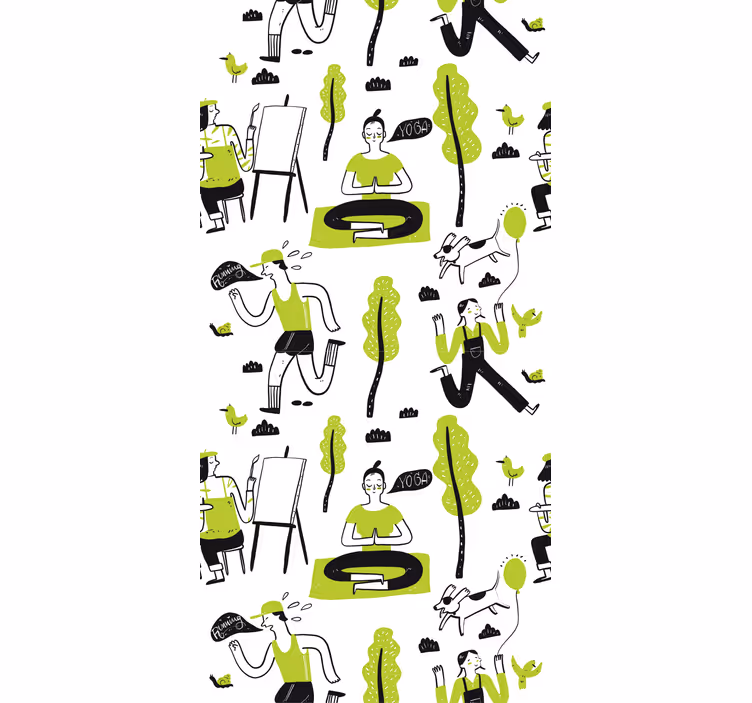 Cortina roller oficina conjunto de doodles saludables - TenVinilo