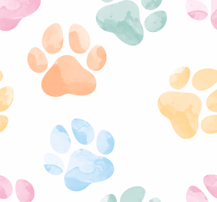 Cortina roller oficina patas de mascota en colores pastel - TenVinilo