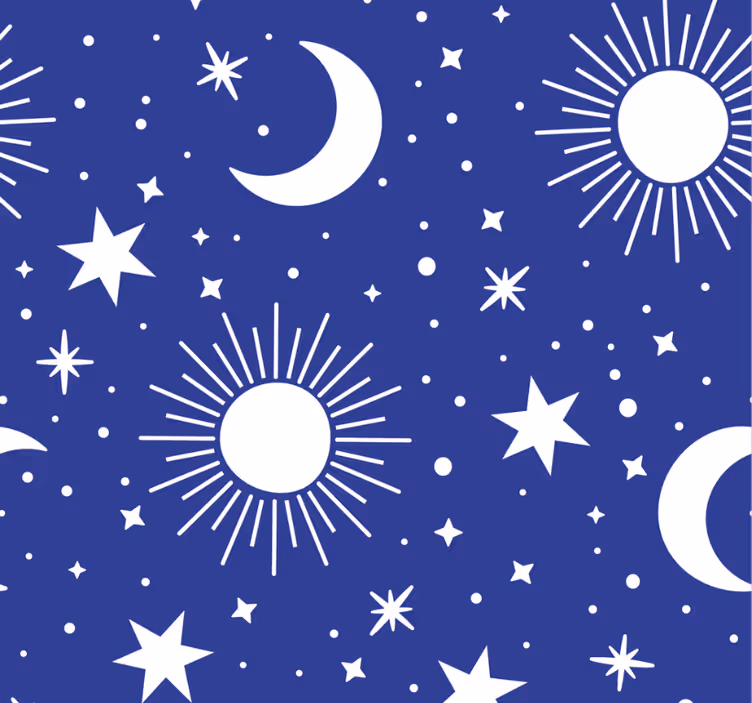 Cortina roller juvenil fondo azul estrellas y lunas - TenVinilo