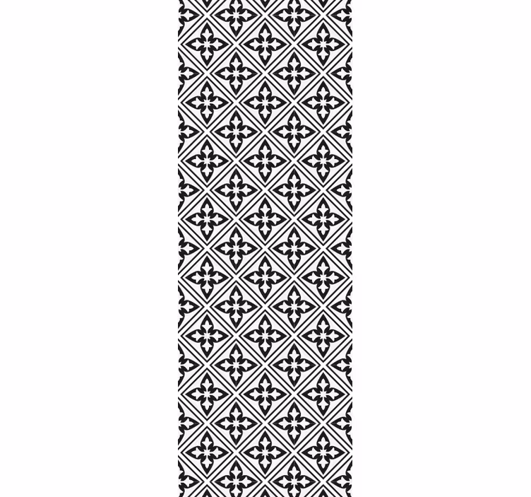 Cortina roller negra con azulejos florales - TenVinilo