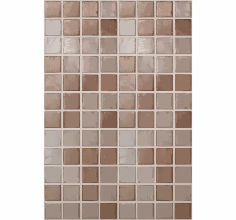 Cortina roller beige patrón de cuadrados cerámicos - TenVinilo