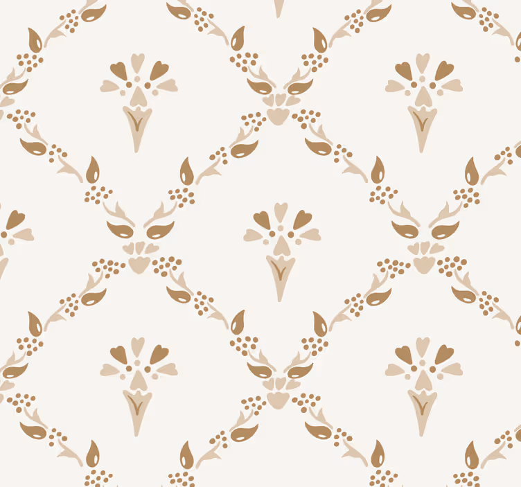 Cortina roller beige patrón floral hexagonal - TenVinilo