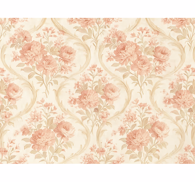 Cortina roller rosa diseño vintage de flores lavadas - TenVinilo