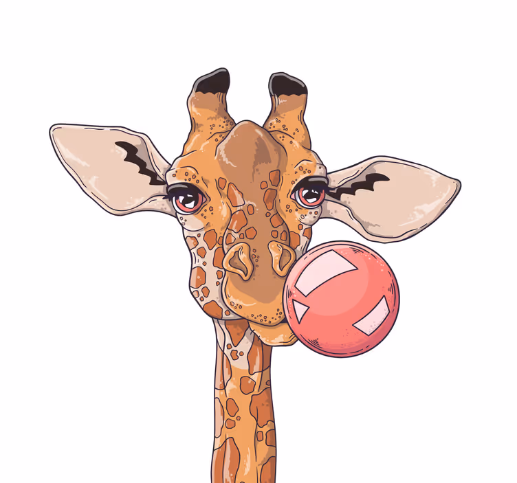 Cortina roller living comedor jirafa con chicle - TenVinilo