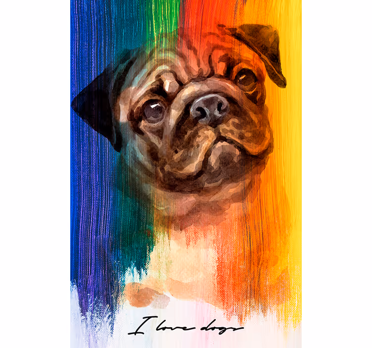 Cortina roller living comedor pug arcoíris - TenVinilo