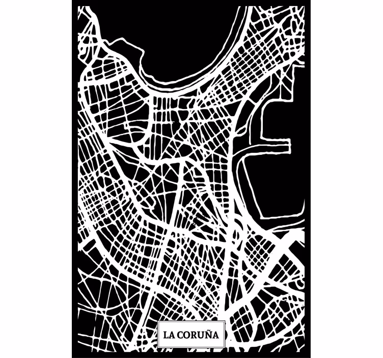 Cortina roller living comedor mapa topográfico coruña - TenVinilo