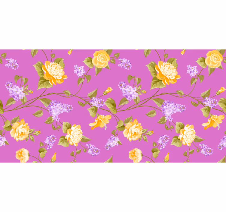 Cortina roller morada con patrón de flores - TenVinilo
