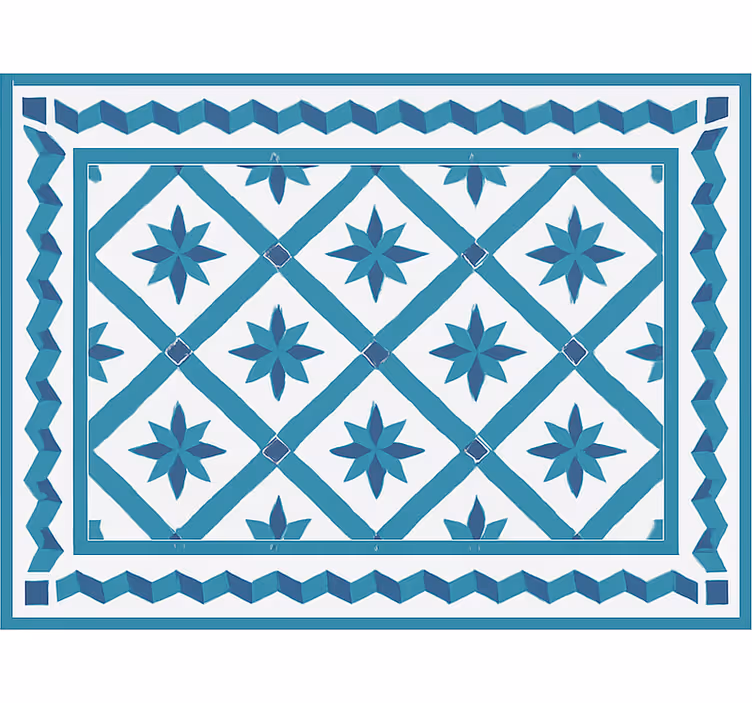 Cortina roller azul azulejos de estrellas geométricas - TenVinilo
