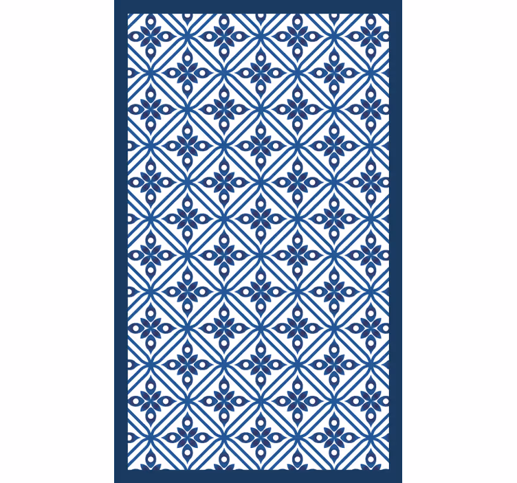 Cortina roller habitación patrón japonés azul y blanco - TenVinilo