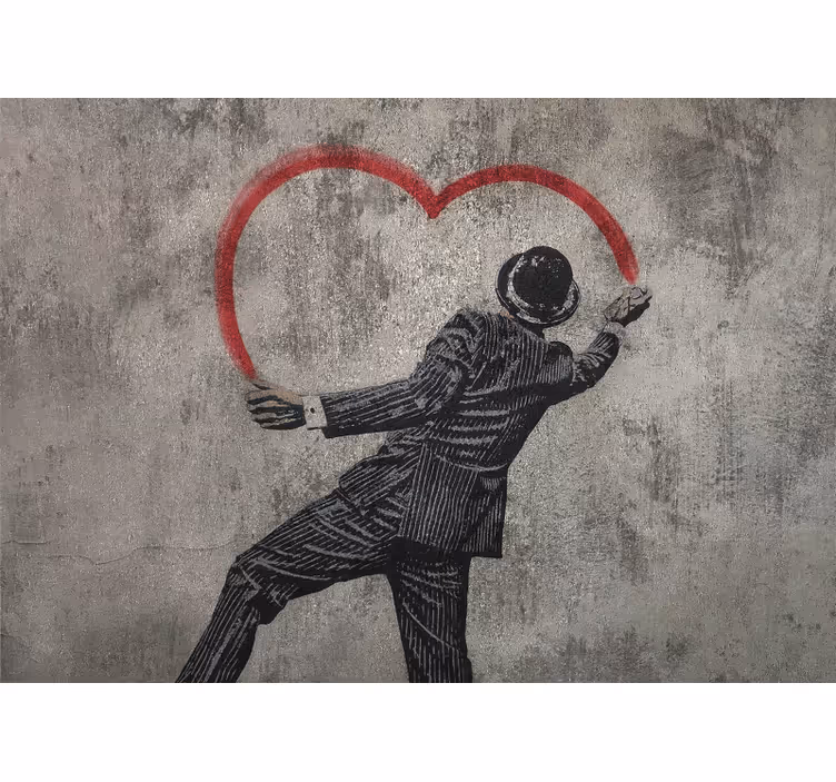 Cortina roller gris grafiti de corazón banksy - TenVinilo