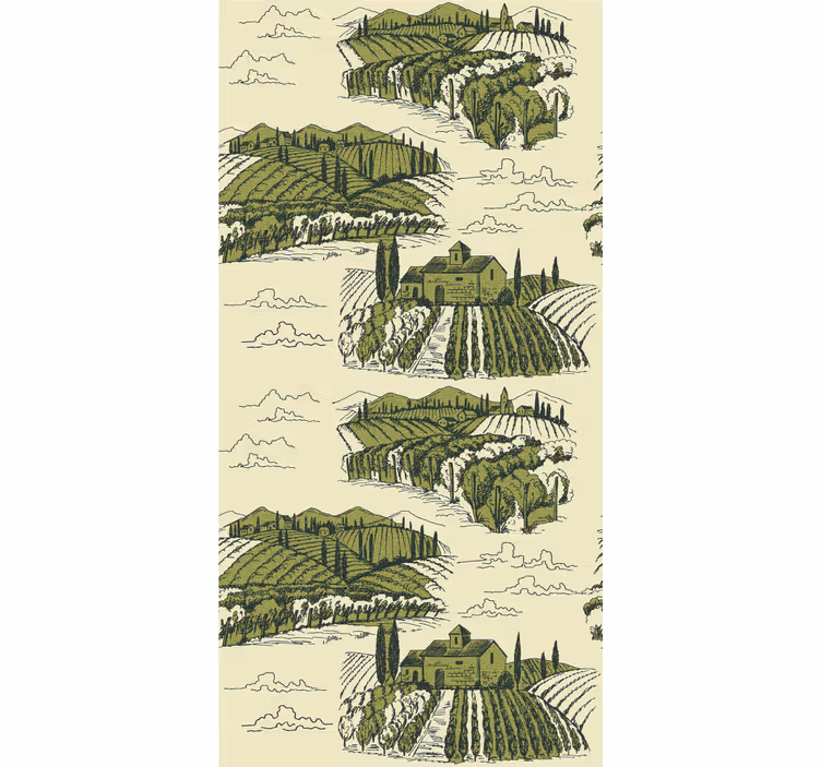 Cortina roller vintage paisaje rural - TenVinilo