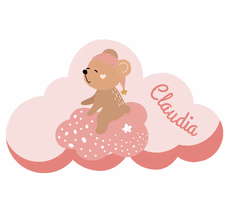 Cortina roller rosa alfombra vinílica oso nórdica - TenVinilo