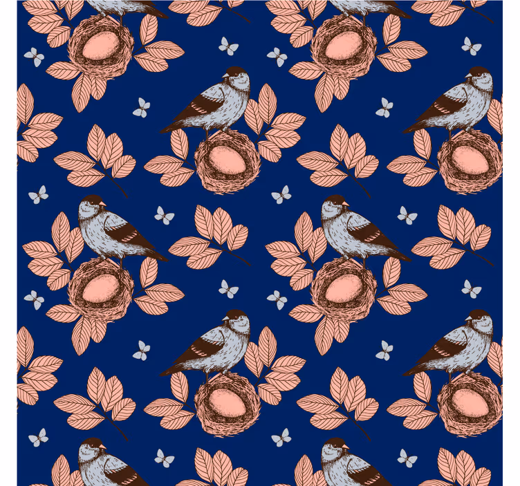 Cortina roller living comedor nido de pájaro azul africano - TenVinilo