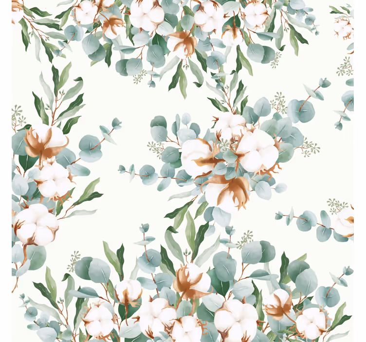 Cortina roller living comedor plantas de algodón shabby chic - TenVinilo