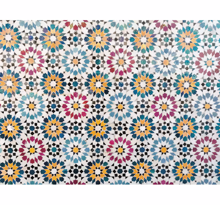 Cortina roller habitación mosaico floral colorido - TenVinilo