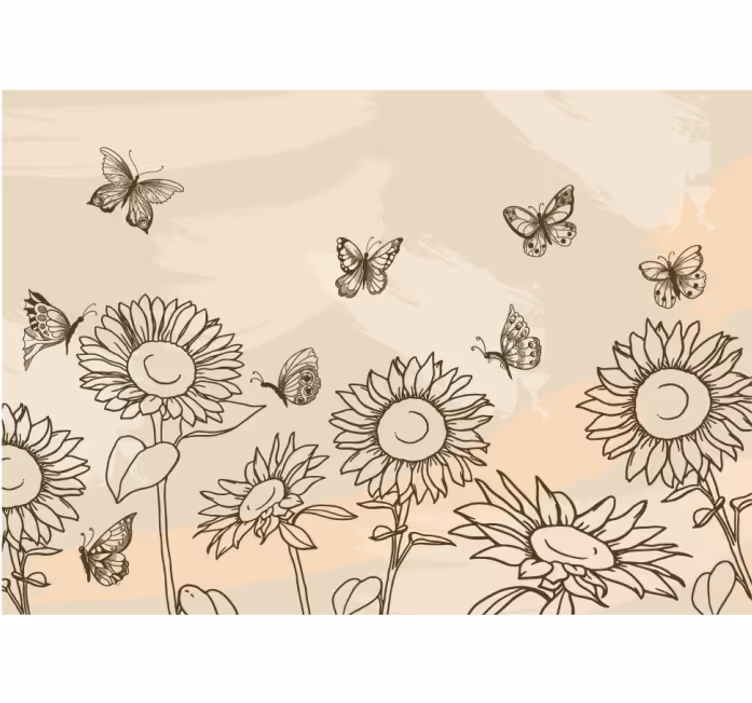 Cortina roller beige girasoles y mariposas beige - TenVinilo