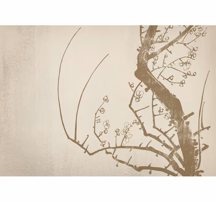 Cortina roller beige árbol estilo japandi - TenVinilo