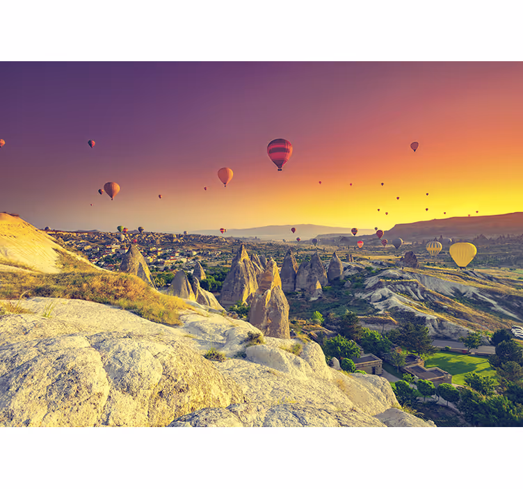 Cortina roller habitación globos aerostáticos en capadocia - TenVinilo