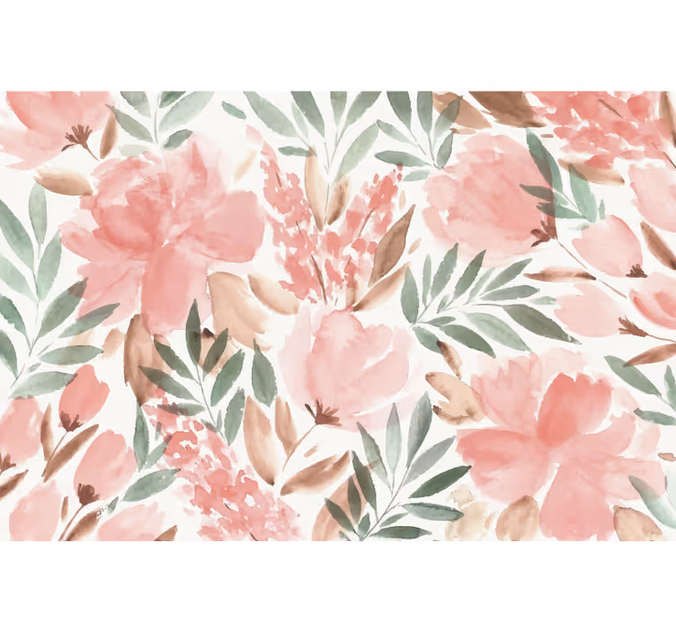 Cortina roller habitación mural floral panorámico - TenVinilo