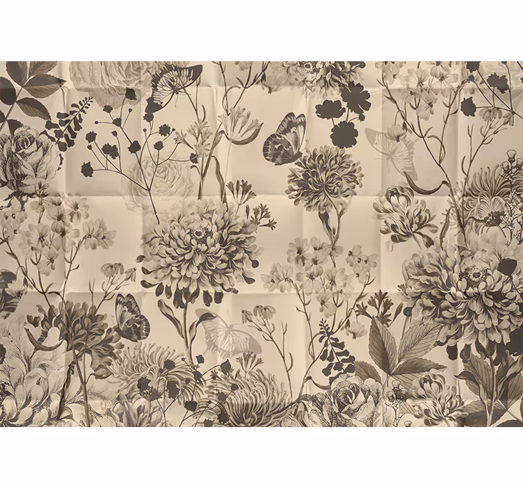 Cortina roller habitación diseño floral beige - TenVinilo