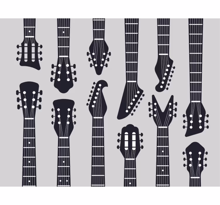 Cortina roller gris silueta de mástil de guitarra rock - TenVinilo