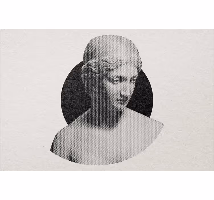 Cortina roller gris estatua griega en estilo grabado - TenVinilo