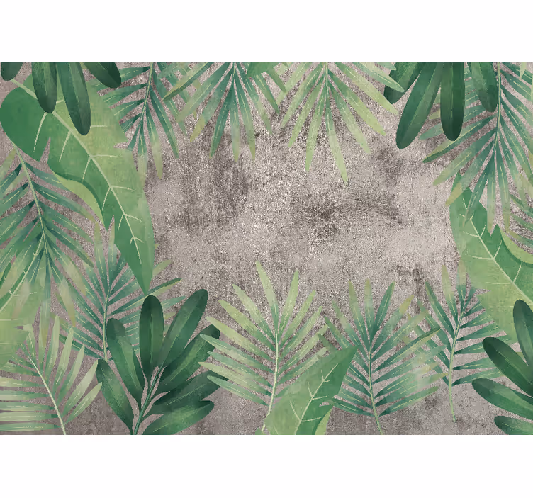 Cortina roller habitación plantas tropicales sobre hormigón - TenVinilo