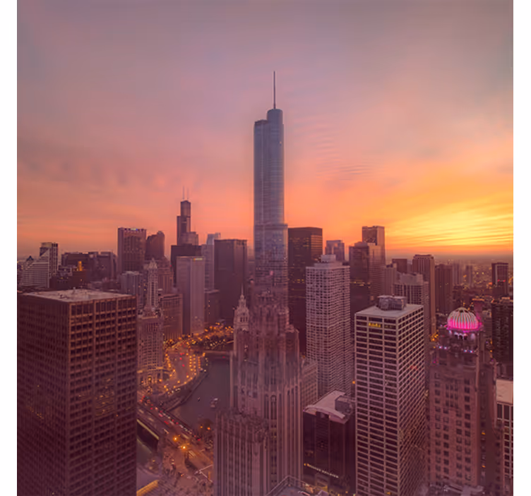 Cortina roller living comedor atardecer de nueva york - TenVinilo