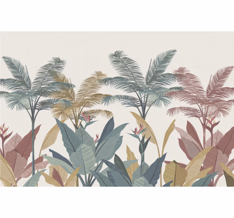Cortina roller habitación plantas tropicales terracota - TenVinilo